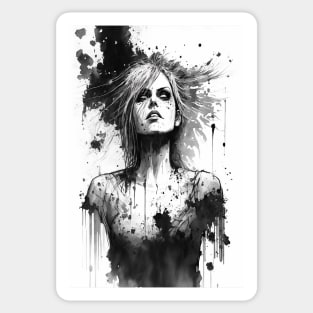 Haunted Ink Painting of a Woman Sticker